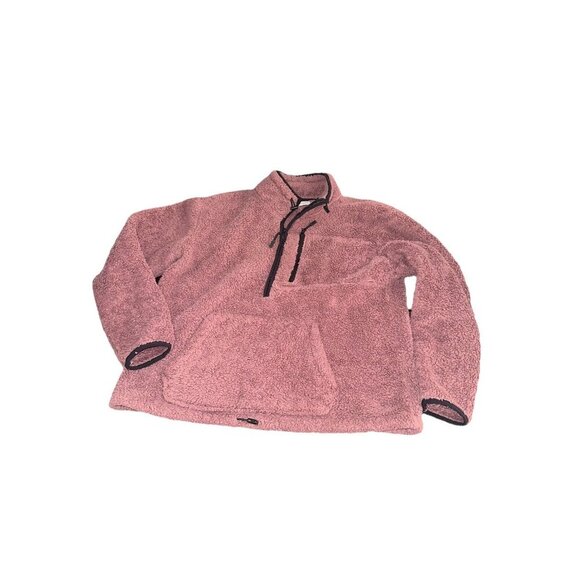 PINK Jacket Womens Medium Sherpa Fleece Pullover Sweater 1/4 Zip Victoria Secret - Picture 1 of 3